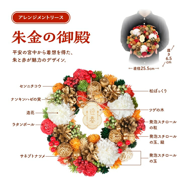 楽天市場】当日発送17時〆 リース 正月 玄関 花 正月飾り 迎春 お正月