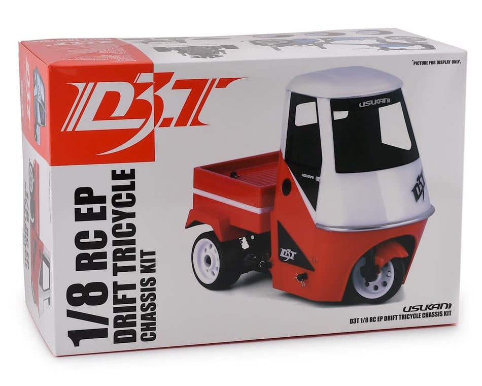 Usukani D3T 1/8 RC Drift Tricycle Chassis Kit (Clear) (Tukcica