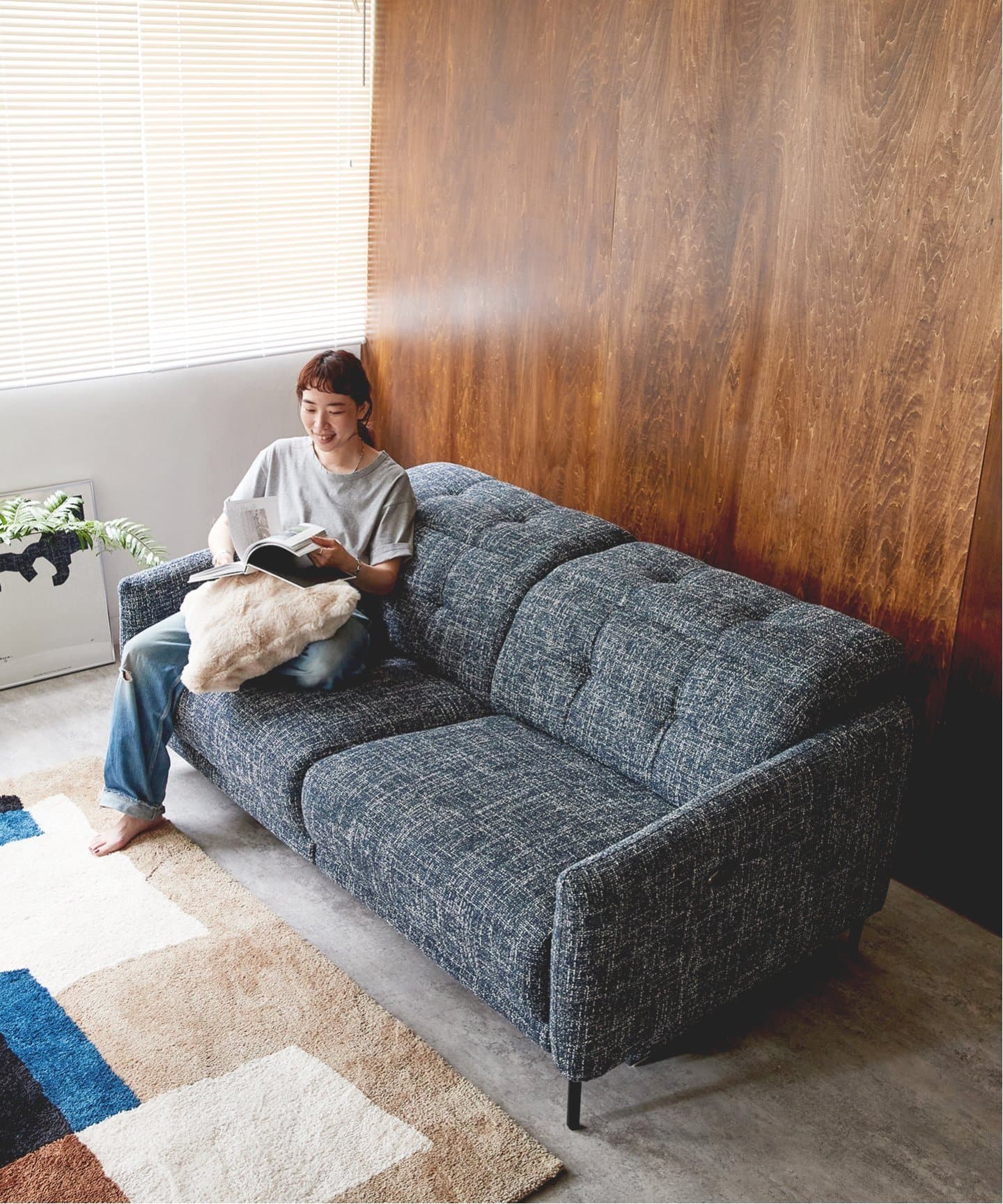 大型商品》SHEFFIELD RECLINING SOFA navy シェフィールド 電動 ソファ