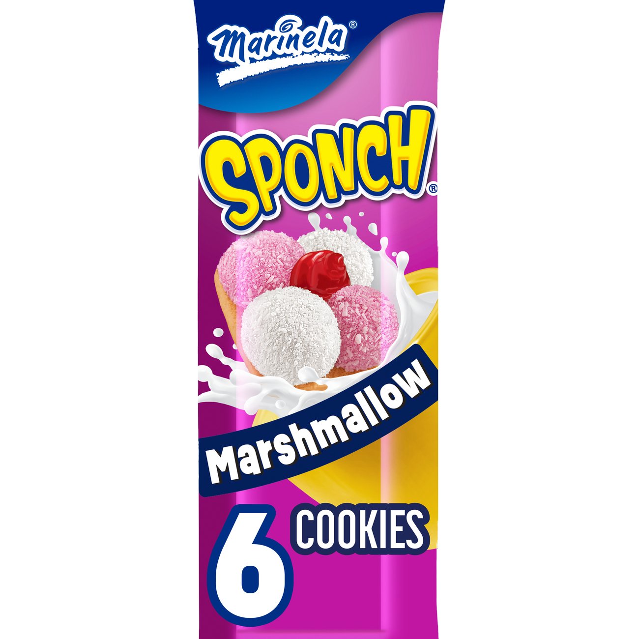 Marinela Sponch Coconut & Strawberry Marshmallow Cookies, 6 ct