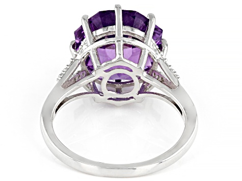 Purple Amethyst Rhodium Over Sterling Silver Ferris Wheel Cut Ring