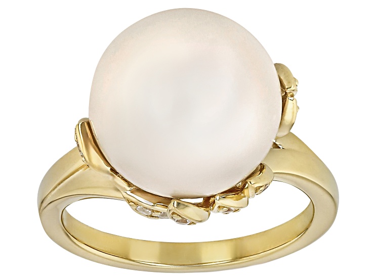 Genusis™ White Cultured Freshwater Pearl With Zircon 18K Yellow
