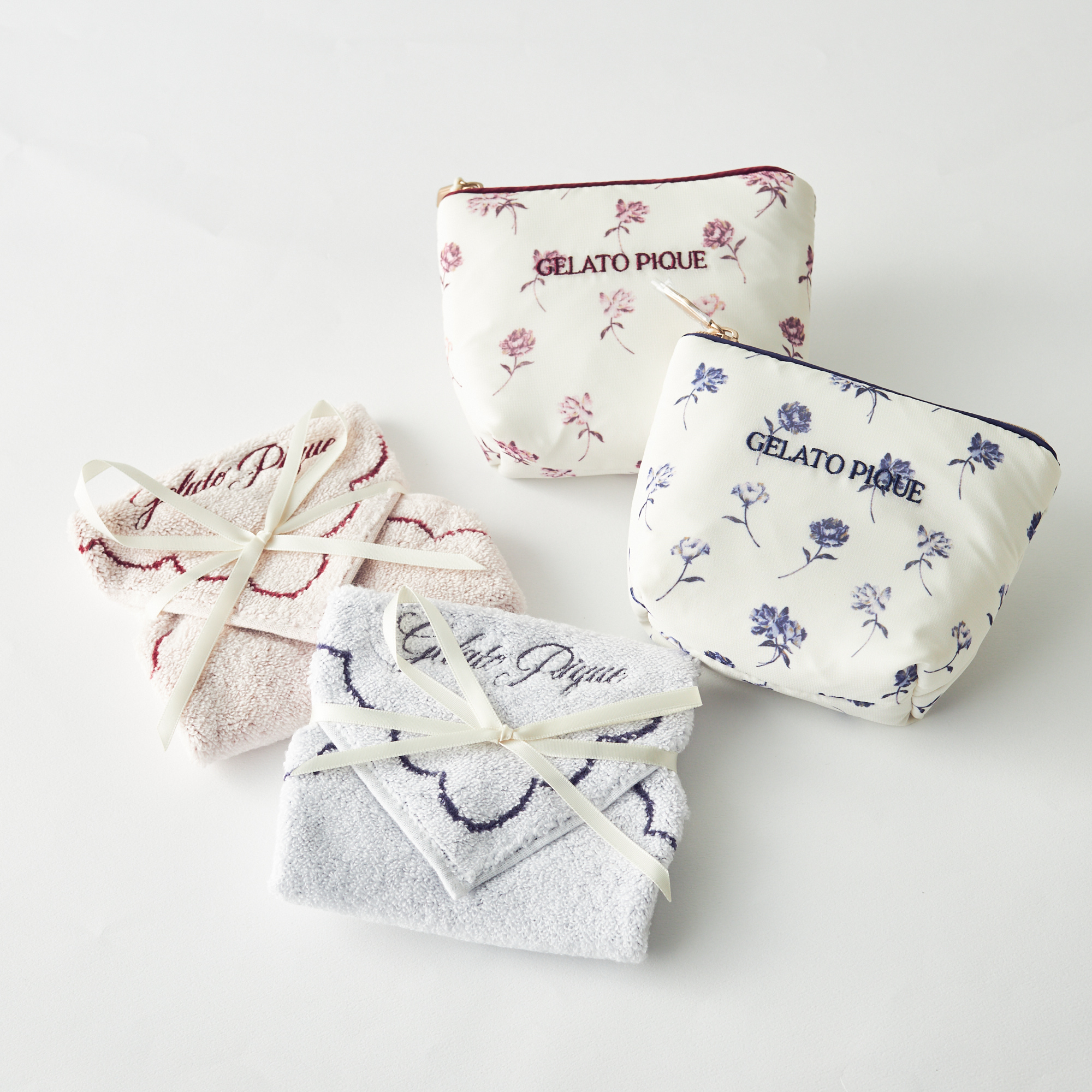 WOMEN】ローズ柄ティッシュポーチ&ハンドタオル | gelato pique