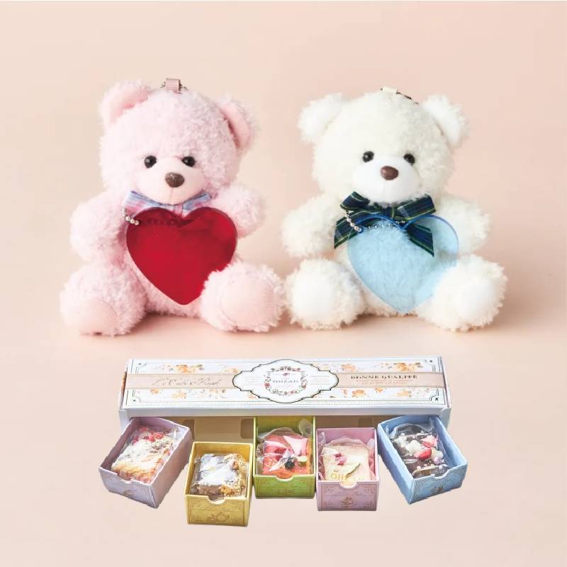 名入れ無料】ラスク&ハートチャーム付ペアテディベア | CAFE OHZAN