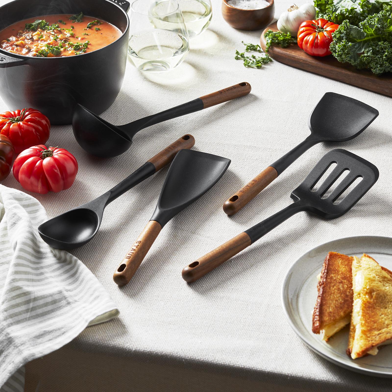 Staub, Silicone 5-Piece Cooking Utensil Set with Wood Handle | Zola