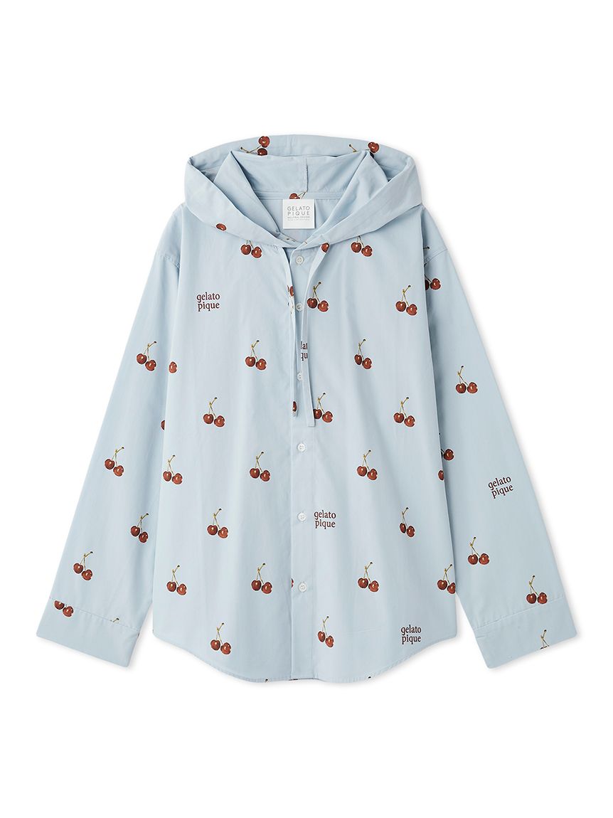 UNISEX】チェリー柄シャツパーカ(トップス)｜ルームウェア・パジャマ