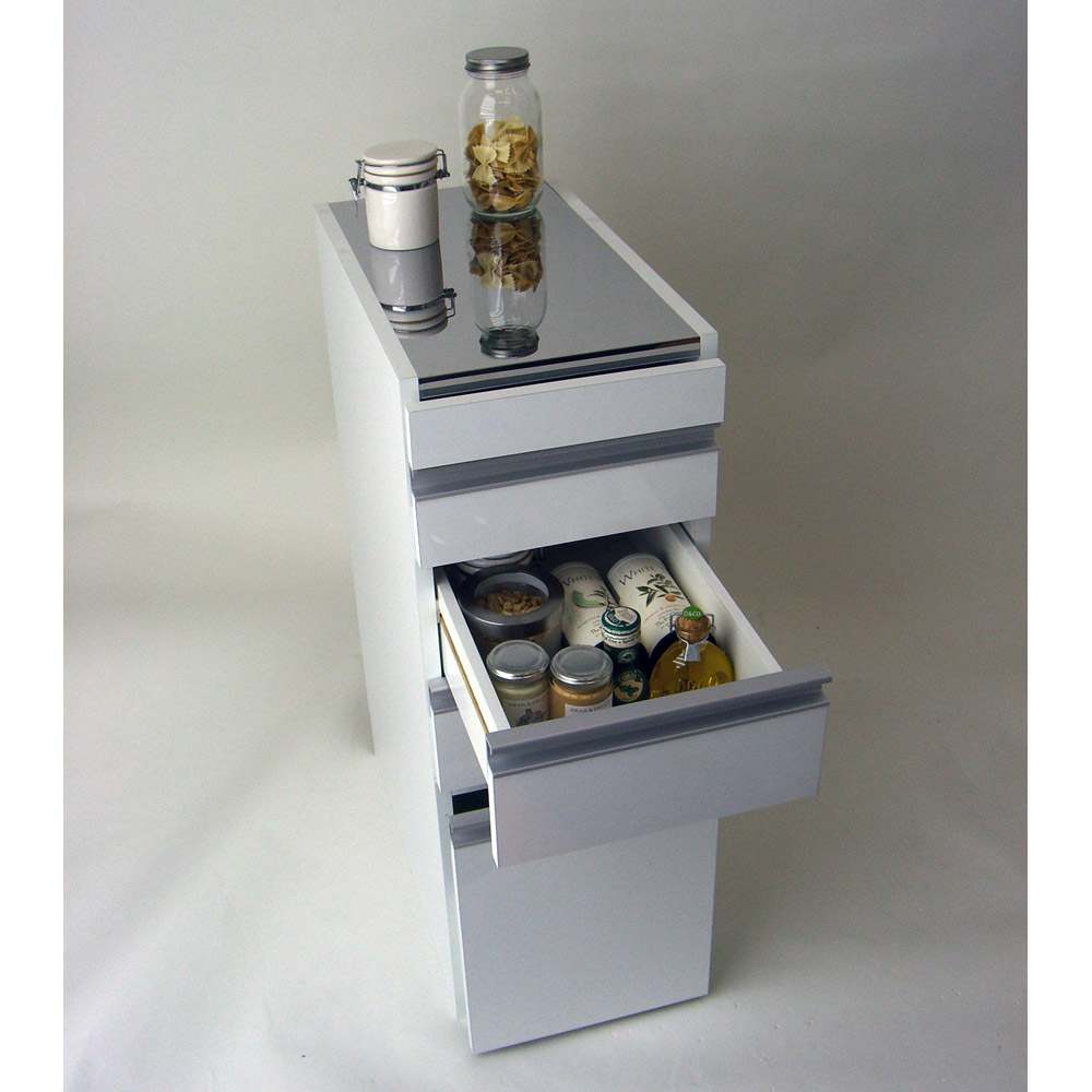 幅15奥行55高さ85cm］ダブルステンレス天板隙間収納庫 日本製 光沢