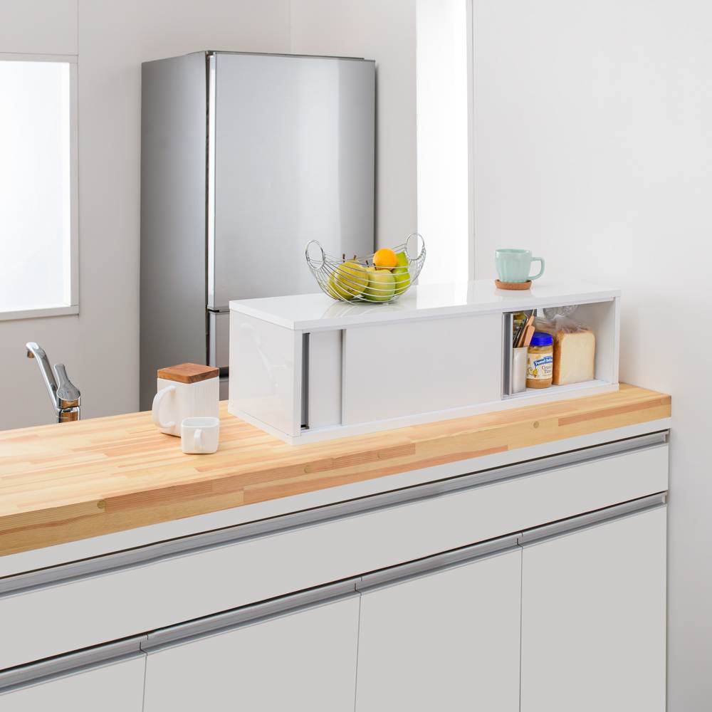 幅60cm 標準タイプ】光沢仕上げ 水ハネ対応引き戸カウンター上収納庫