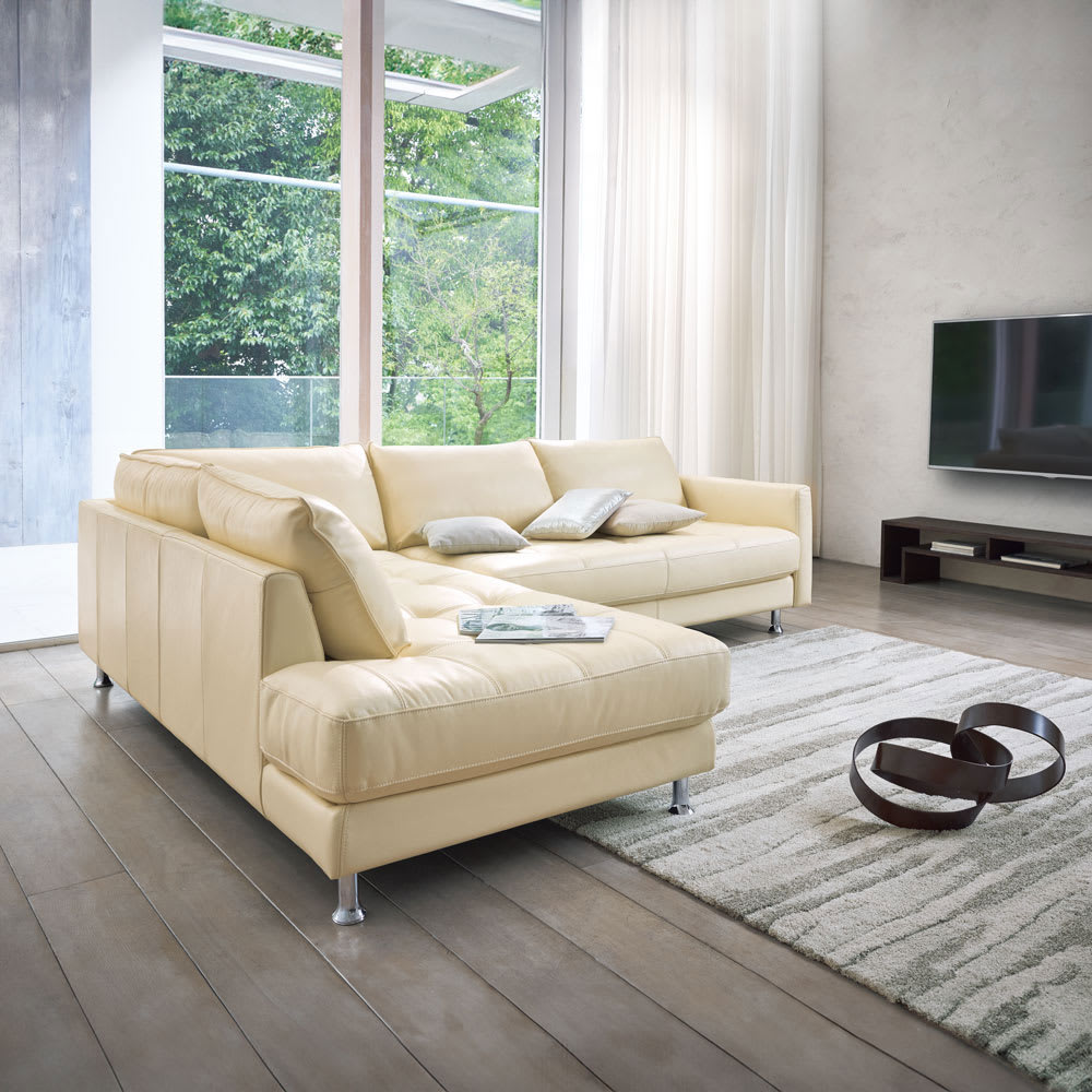 LX 総革張り（セミアニリン厚革）コーナーソファセット 座って右