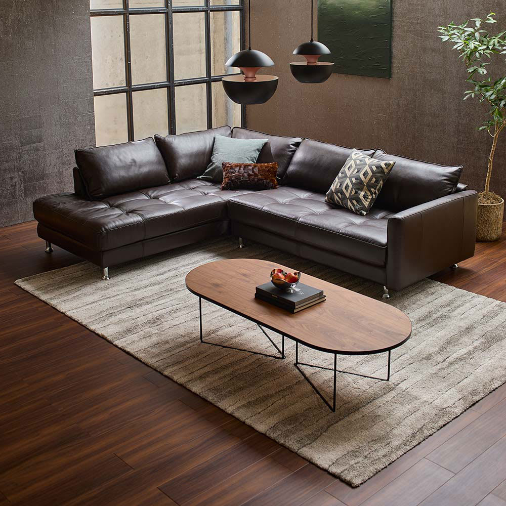 LX 総革張り（セミアニリン厚革）コーナーソファセット 座って右