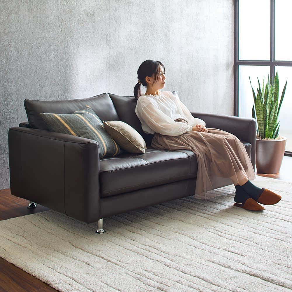 LX 総革張り（セミアニリン厚革）ラブソファ幅162cm 2人掛け 通販