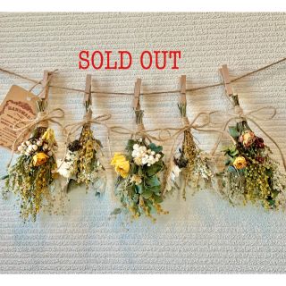 お花たっぷりドライフラワー スワッグ ガーランド❁147黄色ミモザ薔薇