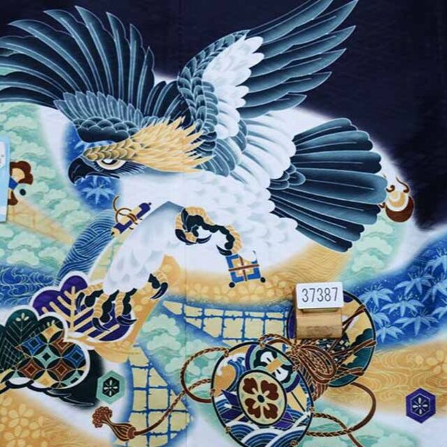 七五三 五歳 男児 羽織袴フルセット 濃紺地 縞袴 袴変更可能 NO37387の