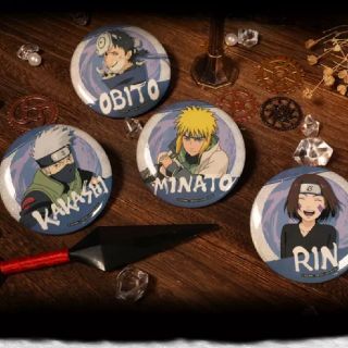 ナルト疾風伝 NARUTO ◎中国限定 ・ミナト班 ラメ缶 バッジ セットDの