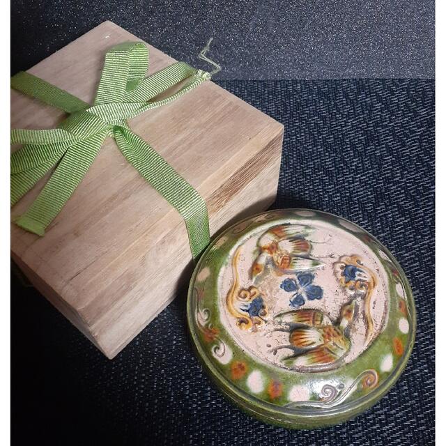 中国古美術 中国古陶磁器 中国古玩 明代 緑交趾 三彩 陽刻浮彫 鳳凰図