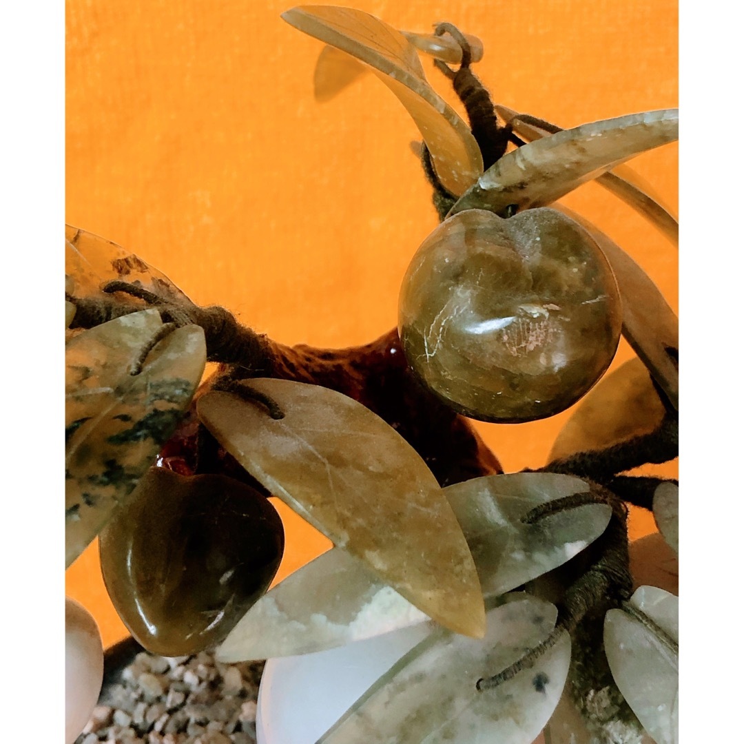 石細工【桃の木】 桃 中国美術 石造り置物 インテリアオブジェ 盆栽