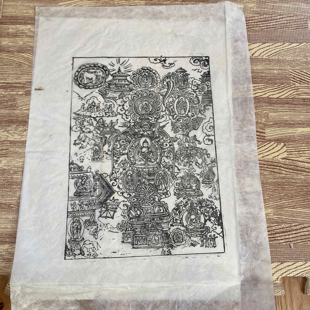 古画 木版画 チベット仏教 曼荼羅 六道輪廻図 仏画/仏教美術/タンカの