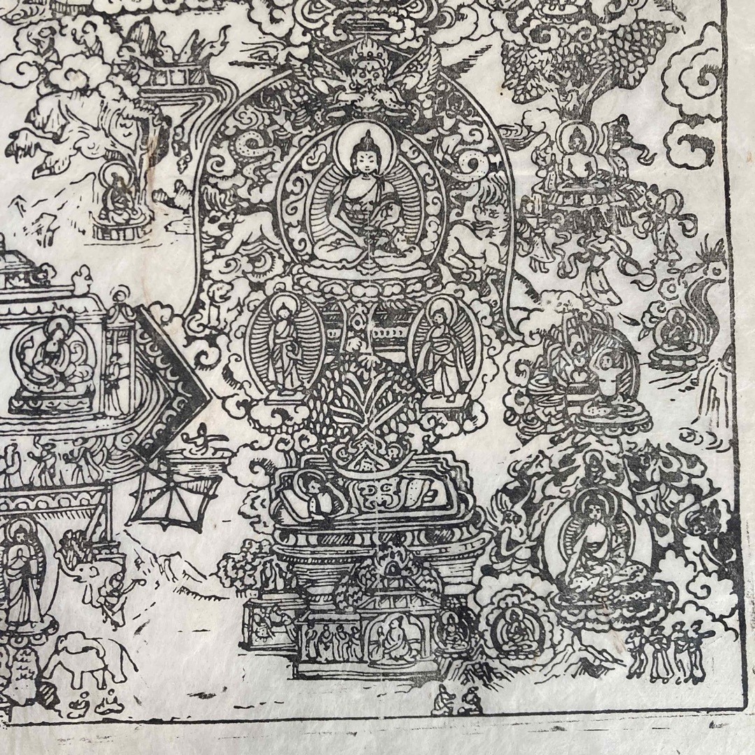 古画 木版画 チベット仏教 曼荼羅 六道輪廻図 仏画/仏教美術/タンカの