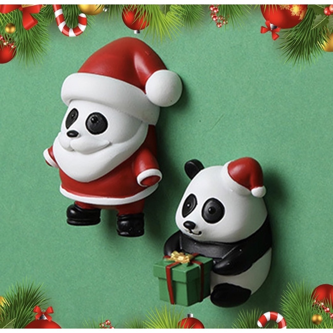 DERAYEE クリスマス 置物 冷蔵庫マグネット パンダ 飾り 可愛い 樹脂の