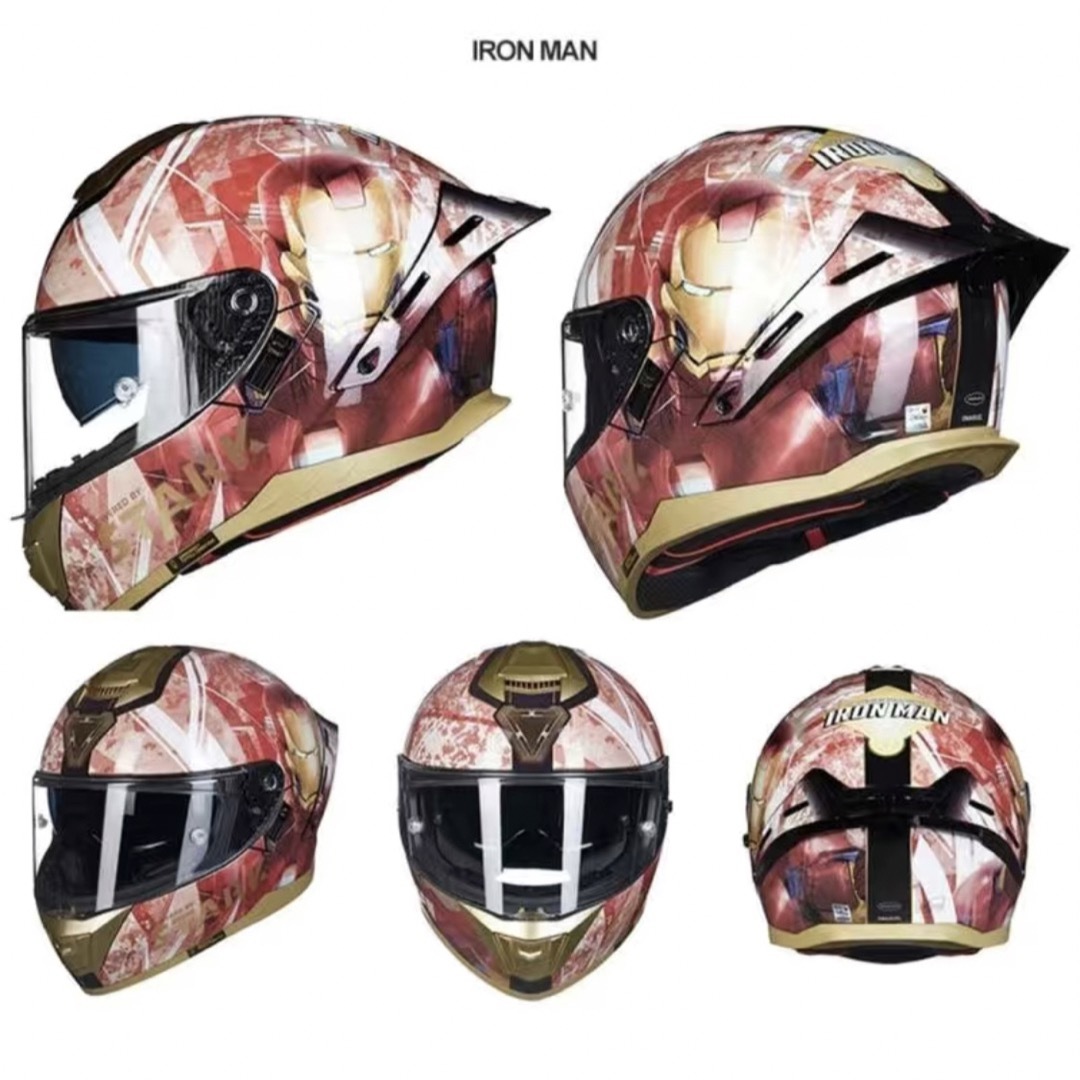 アイアンマンキャラクターフルフェイスヘルメットダブルレンズ