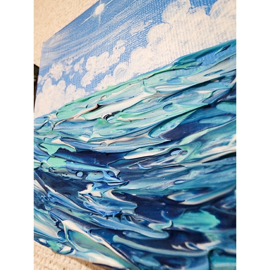 65.2×53cm 海の風景 テクスチャーアート 海の絵 海 海アート 65.2×53cm