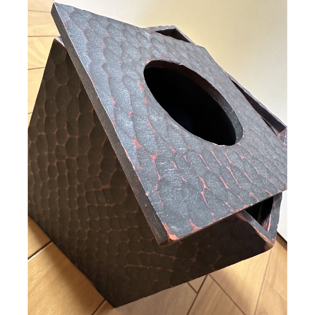 天然木 木製 彫刻 ゴミ箱(チリ箱)15cm×15cm×18cm 年代物 レトロの通販