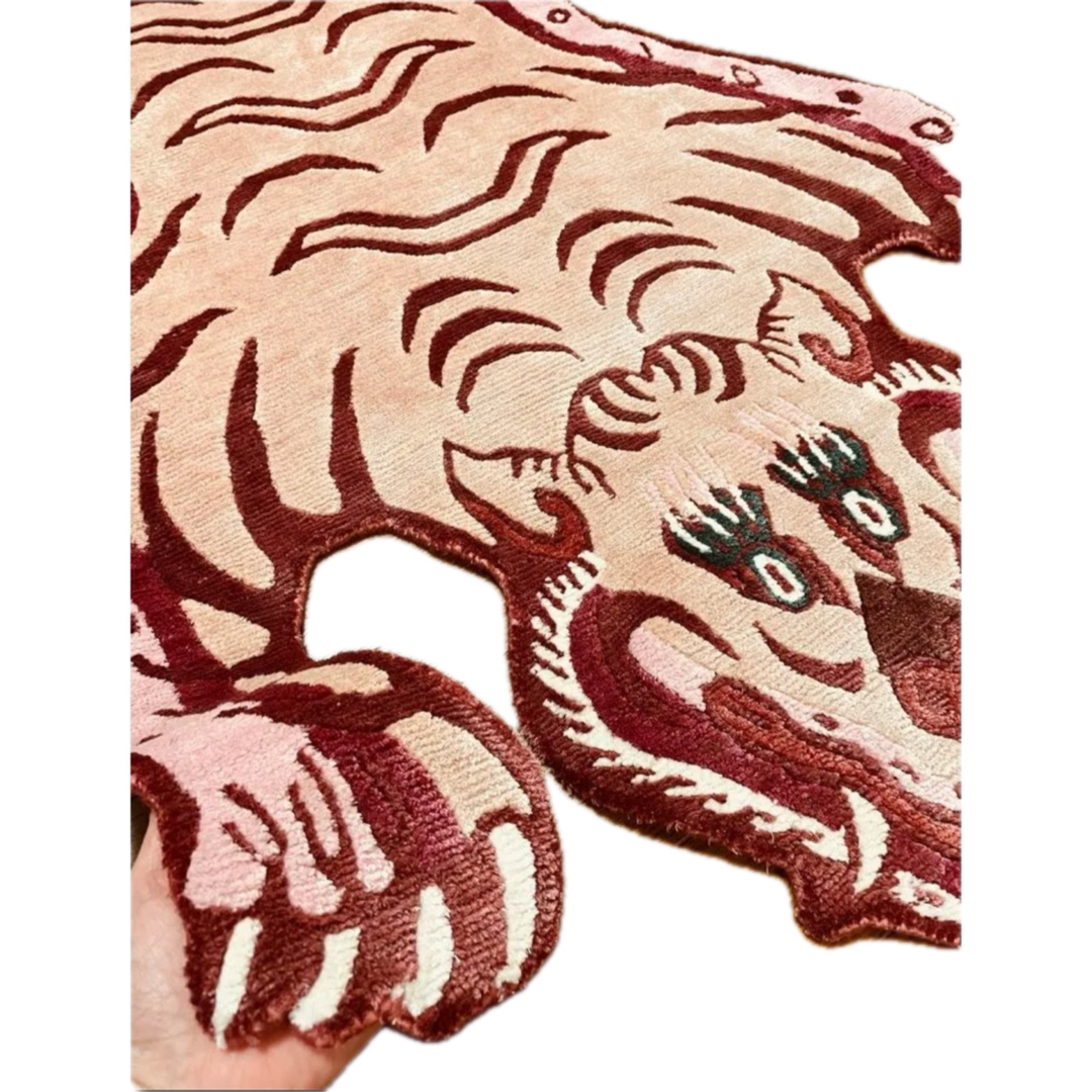 SALE】高級シルク製 本物チベタンタイガーラグ L146.5cm！希少品の通販