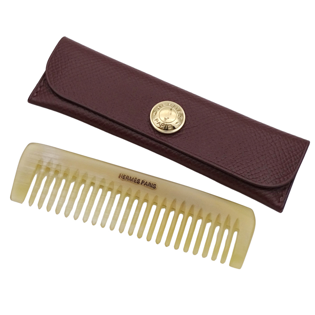 HERMES✨エルメス コーム くし レザーケース レッド ホワイト 箱付き