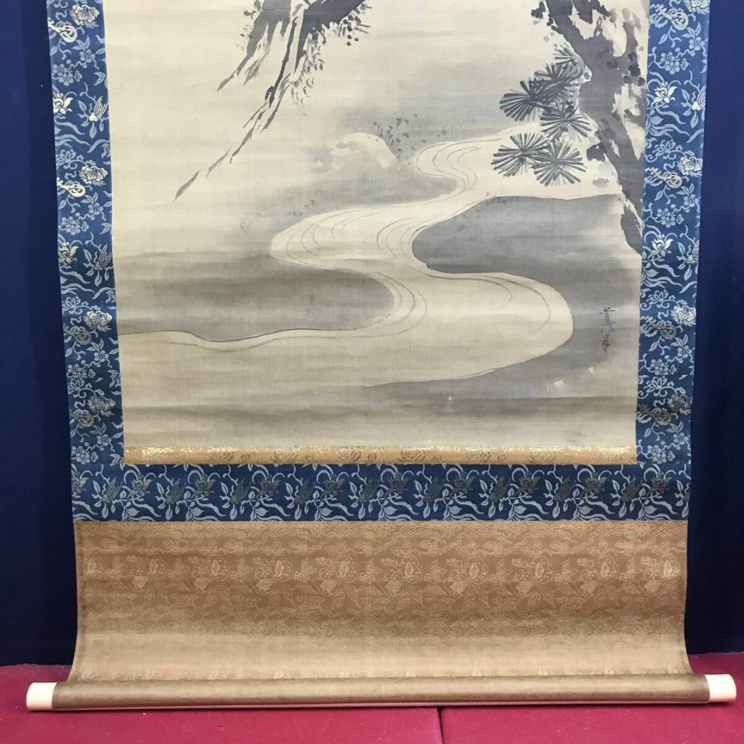 真作/狩野常信/老松双鳩図/ハト図/花鳥図/掛軸☆宝船☆AJ-796の通販 by