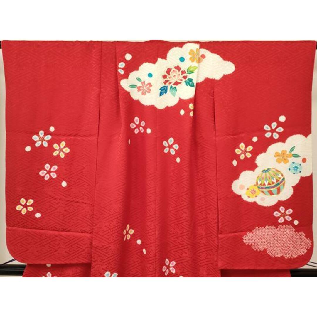 セット 七五三7歳女の子 着物＆帯＆簡単半衿＆小物 豪華刺繍 みかん色