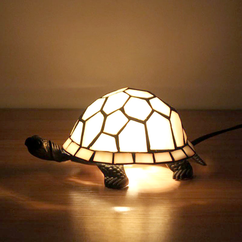 テーブルランプ ステンドグラスランプ 枕元スタンド ナイトライト 亀型 1灯