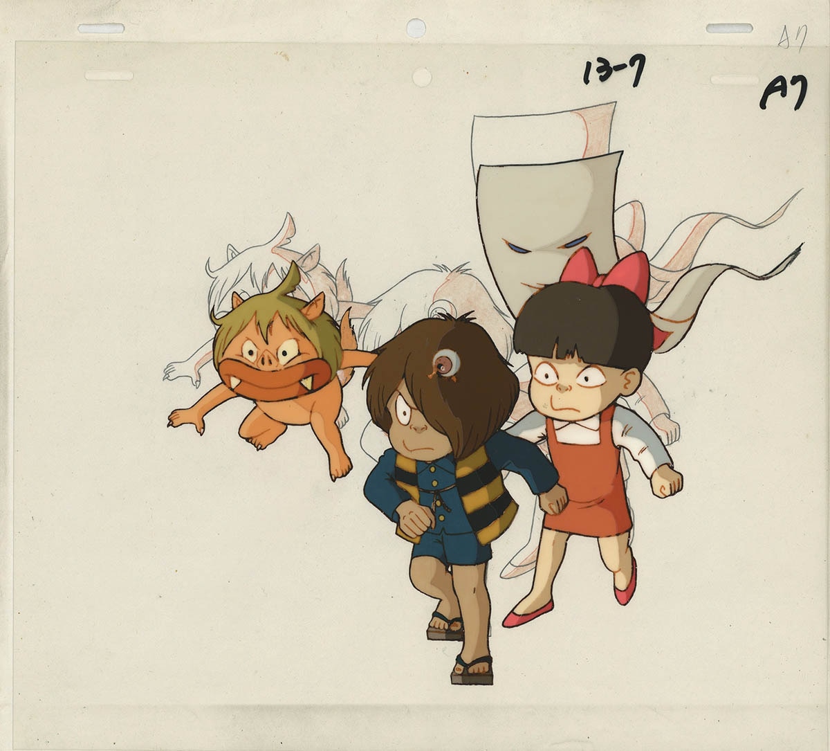 4206] ゲゲゲの鬼太郎(第3作) セル / シーサー/鬼太郎/猫娘/一反もめん