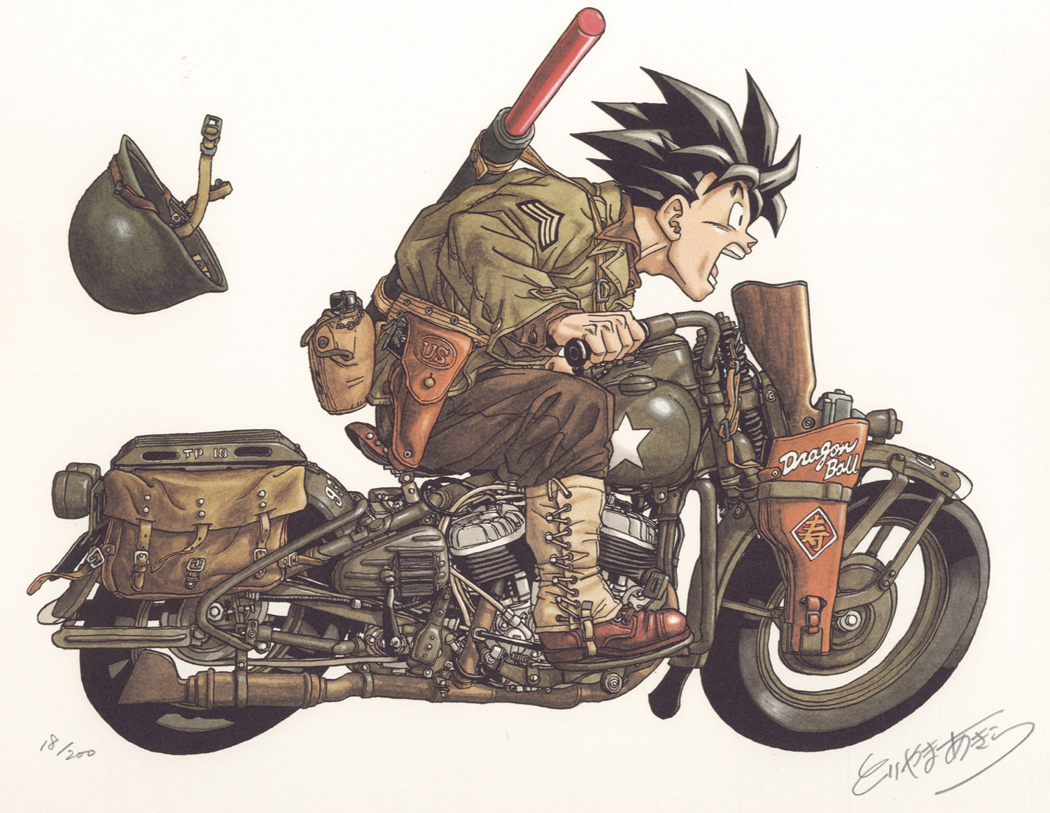 鳥山明直筆サイン入りカラー複製イラスト「DRAGON BALL」