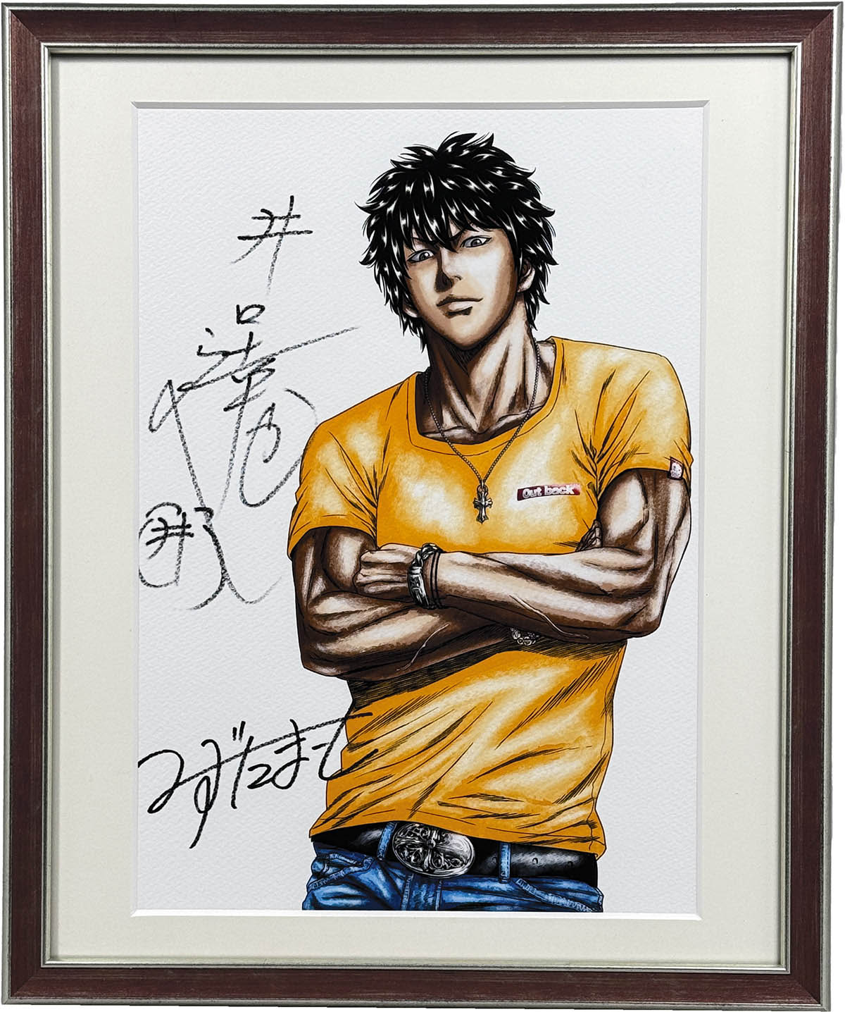 3217] 井口達也/みずたまこと 直筆サイン入りカラー複製イラスト「OUT」