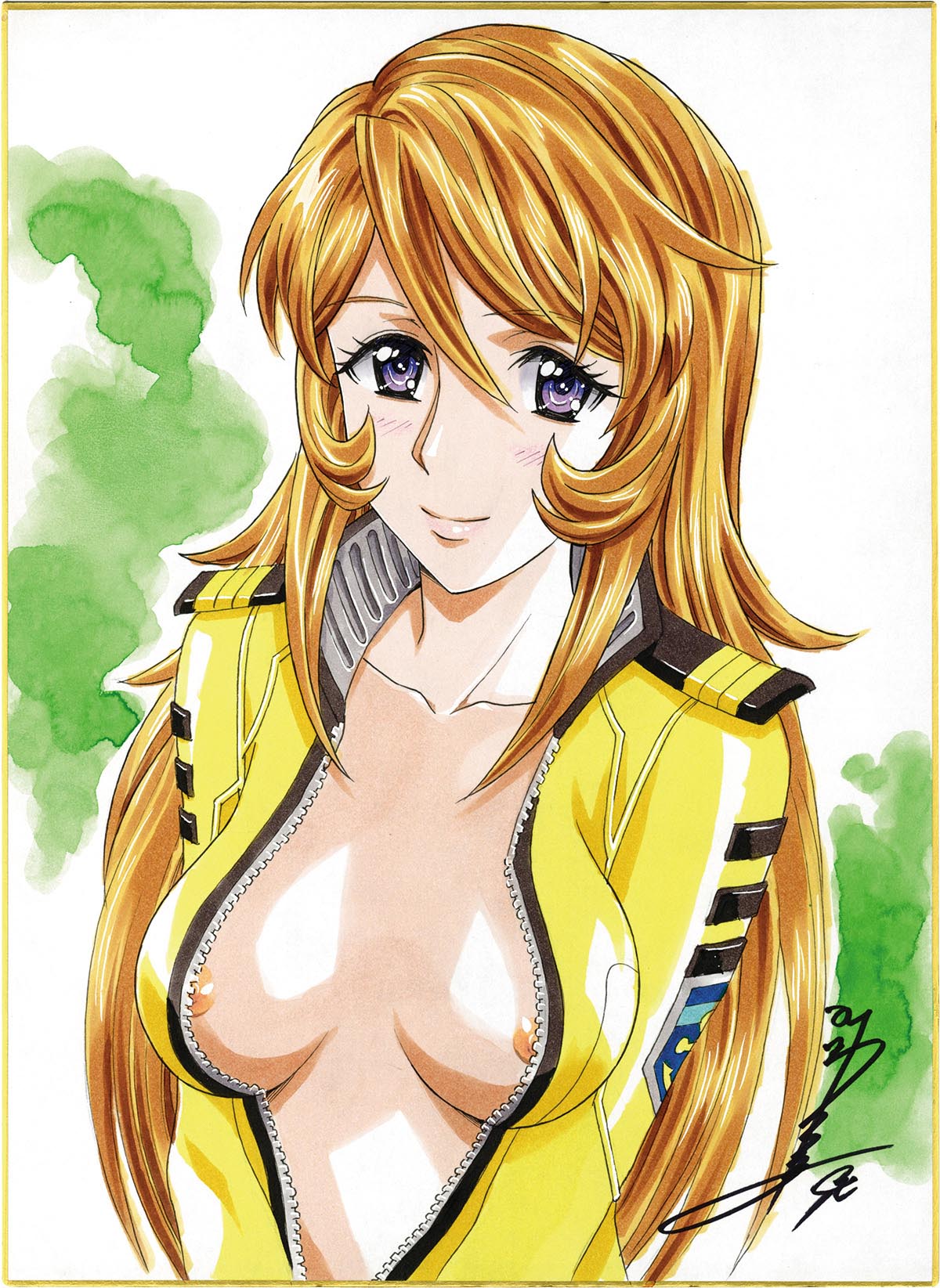 3084］ かわらじま晃 直筆カラー色紙（大サイズ）「宇宙戦艦ヤマト2199」