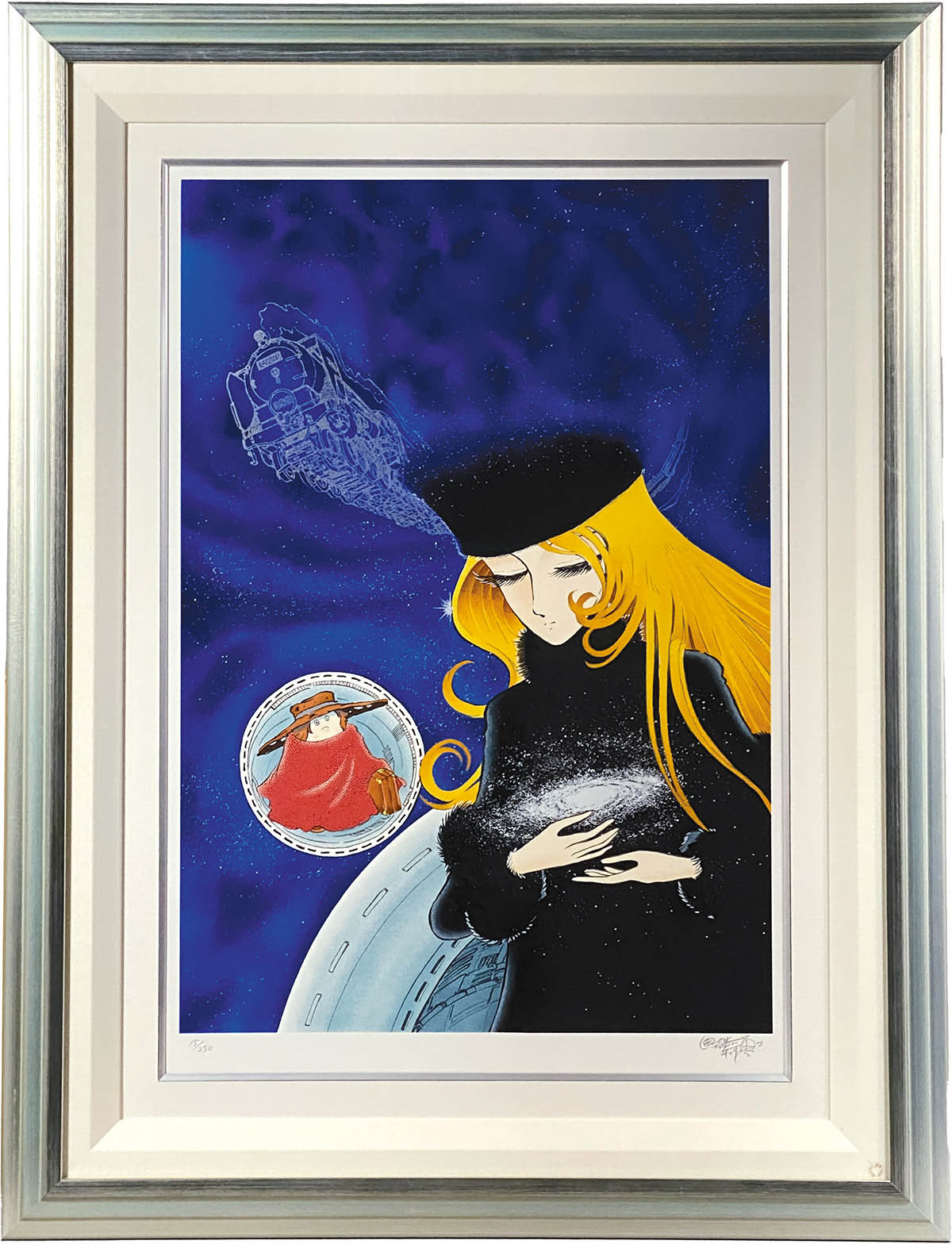 2839] 松本零士 直筆サイン入りシルクスクリーン「銀河鉄道999/星の海