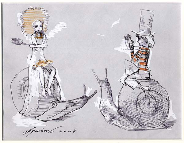 宇野亜喜良直筆カラーイラスト