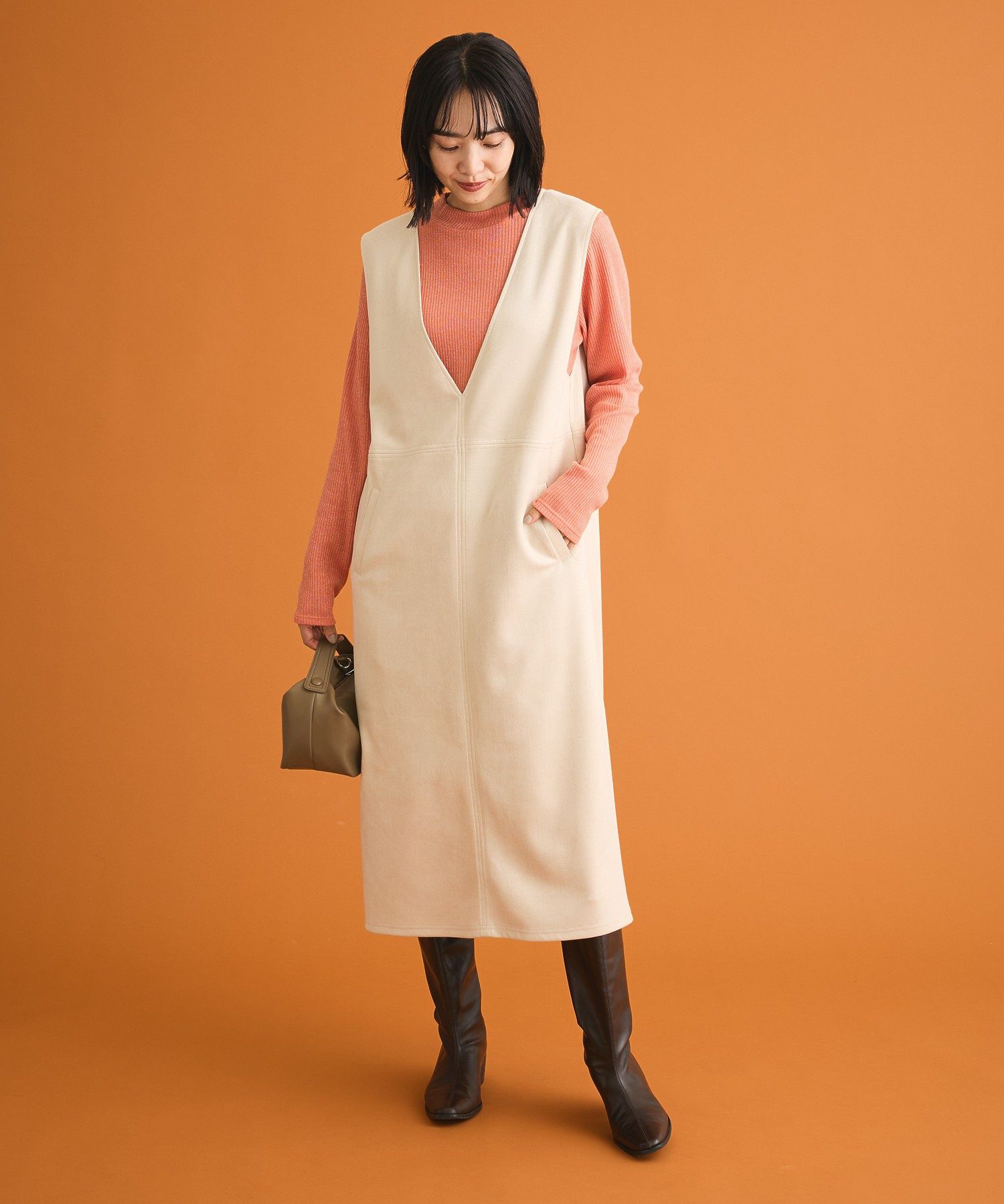 なめらかタッチスウェード調ジャンパースカート/Green Parks（グリーン