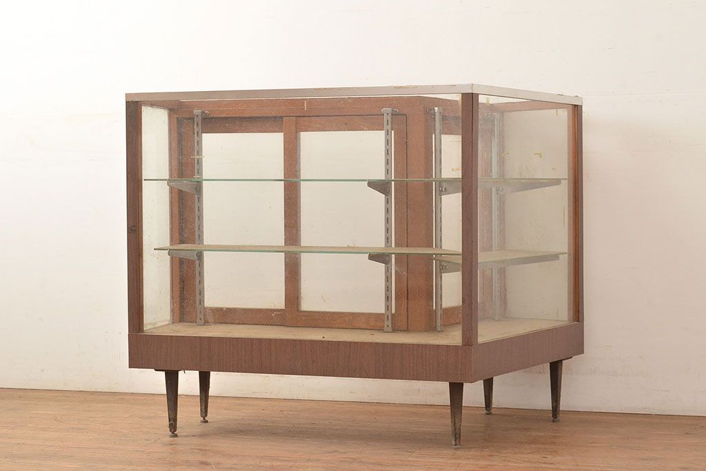 飾り棚 昭和レトロ アンティーク家具 木製ショーケース 古家具 レトロ