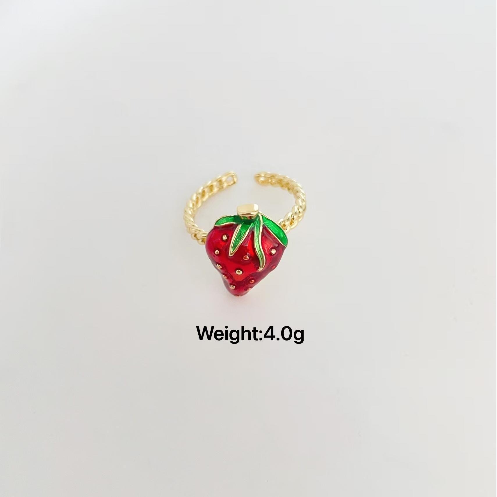 フルーツ さくらんぼ いちご指輪 フリーサイズのリング チェリーリング