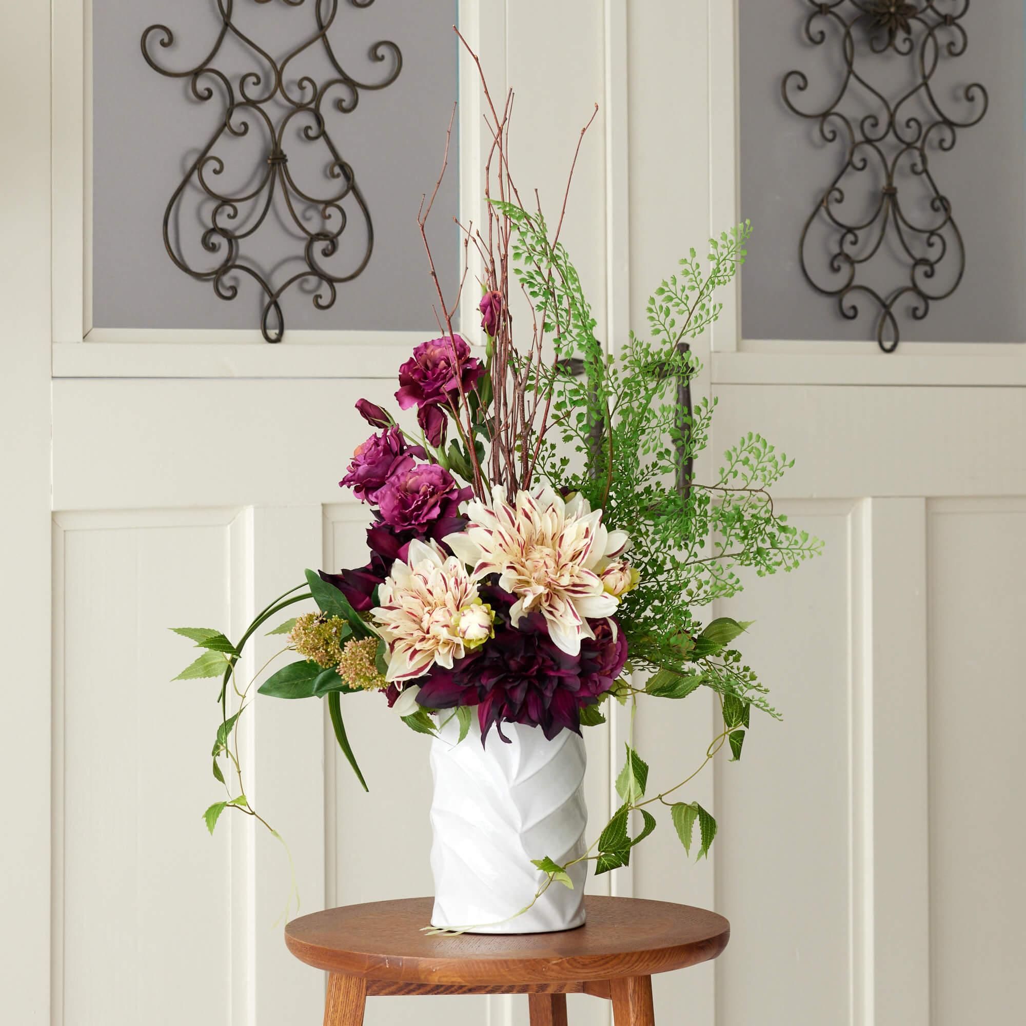 ダリア×リシアンサス フラワーアレンジメント | 造花専門店プリマ