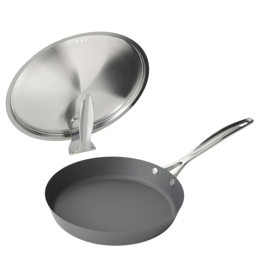 涅（くろつち） IH対応窒化鉄フライパン 24cm スタンド式ステンレス蓋