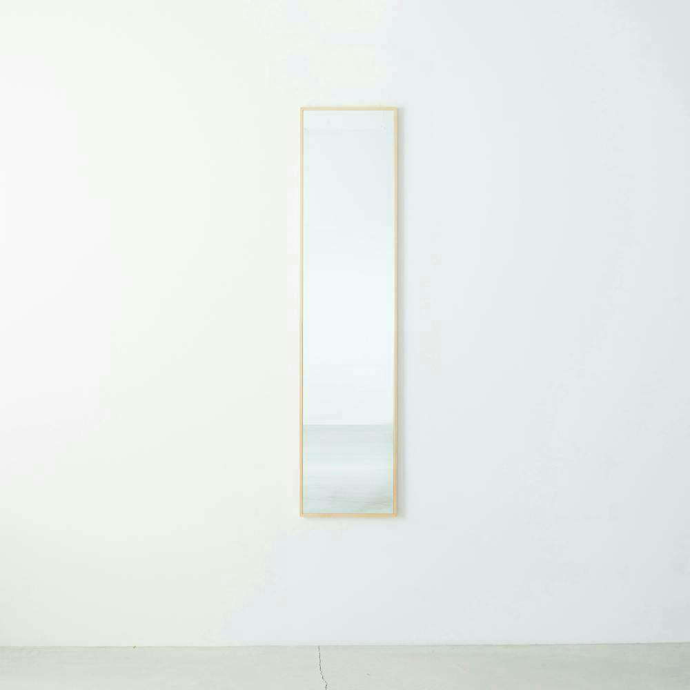 日本製】【細枠ウォールミラー(幅30×高さ122cm)(ナチュラル)】 天然木