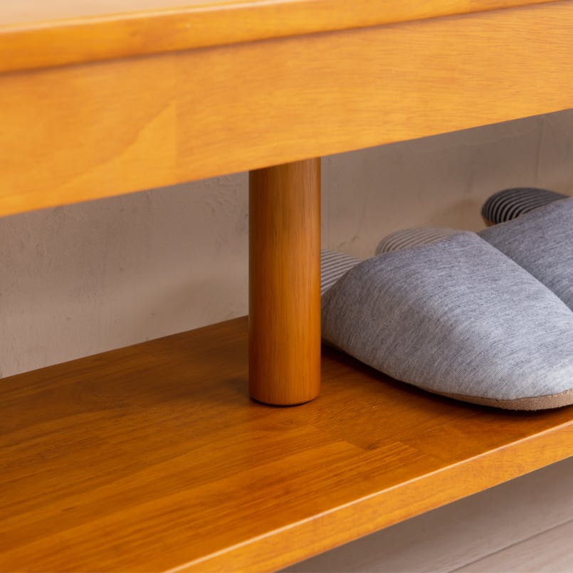 天然木玄関ベンチ 幅90cm(ブラウン/茶)】 下駄箱 シューズラック付き