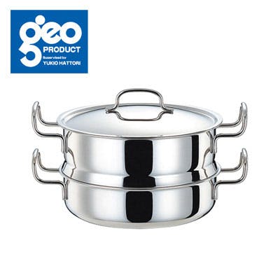ジオプロダクト パスタポット 21cm メッシュ網付き 6.8L 全面7層構造