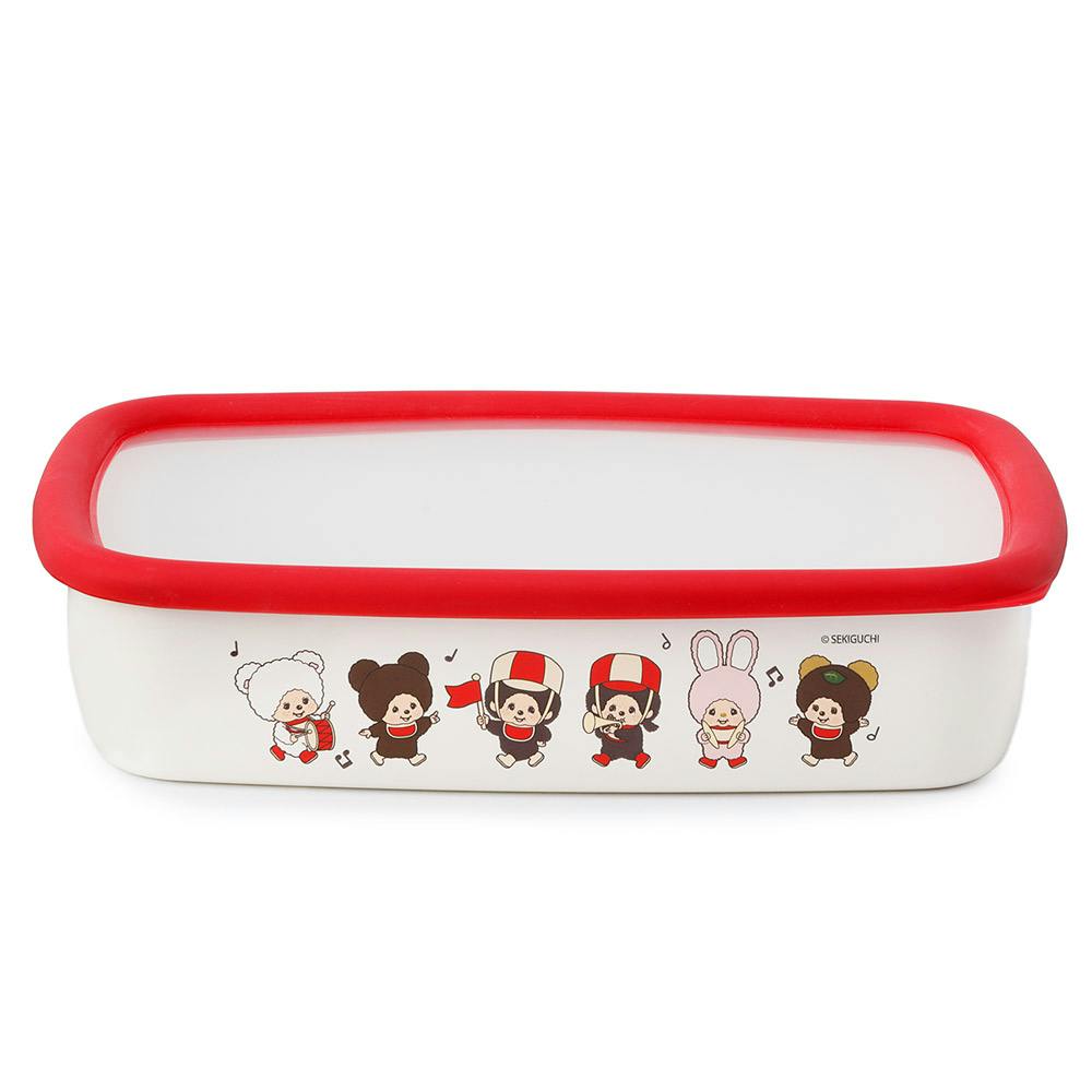 富士ホーロー モンチッチ 浅型角容器 Lサイズ レッツ!パレード