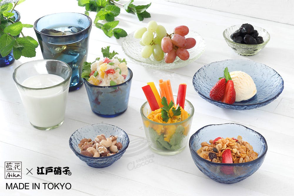 車窓ガラス そば猪口 140ml リサイクルガラス 江戸硝子 岩澤硝子 藍花