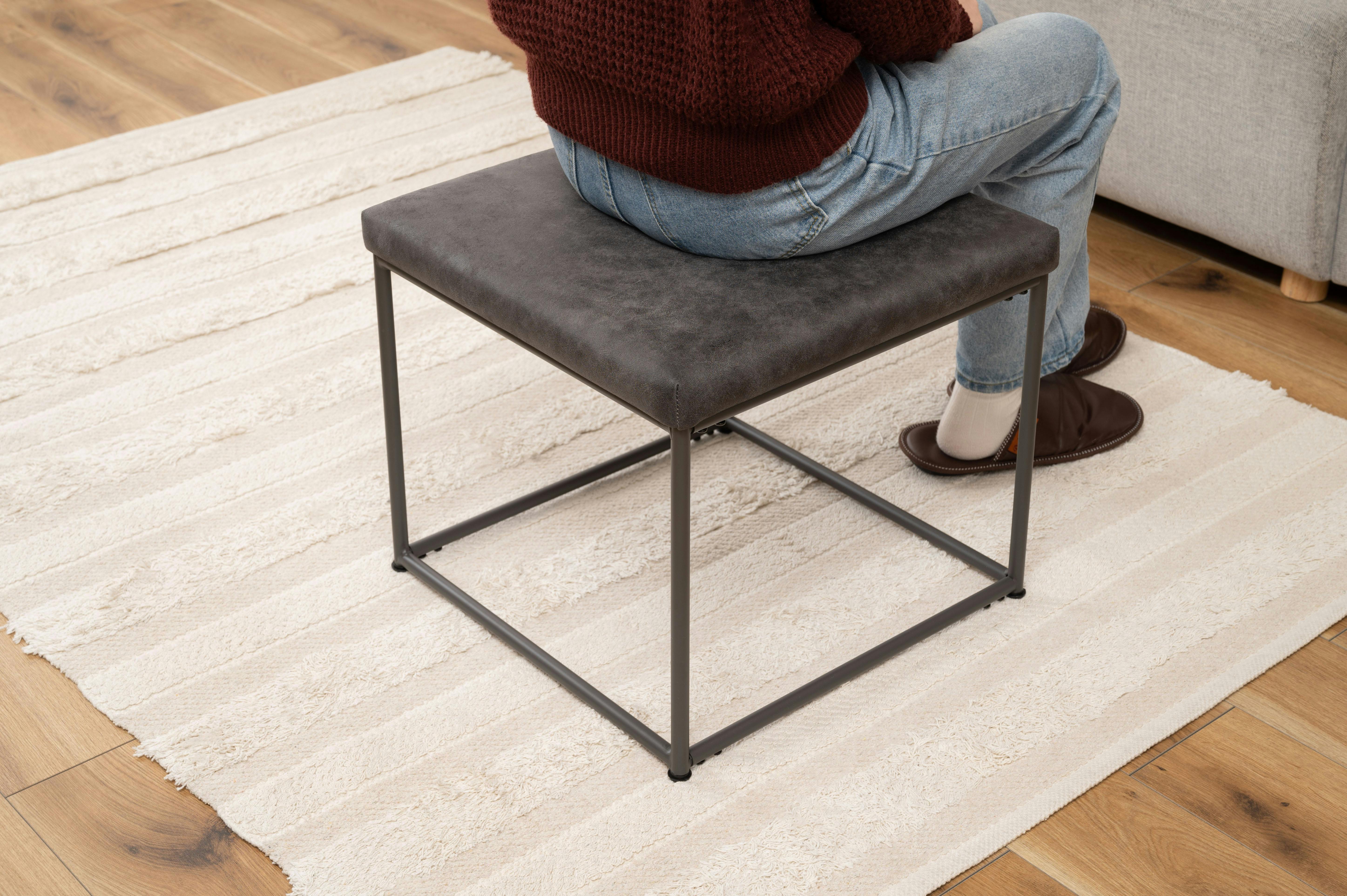 Room Essence スツール W47×D47×H43 ブラック 組立式 椅子 イス