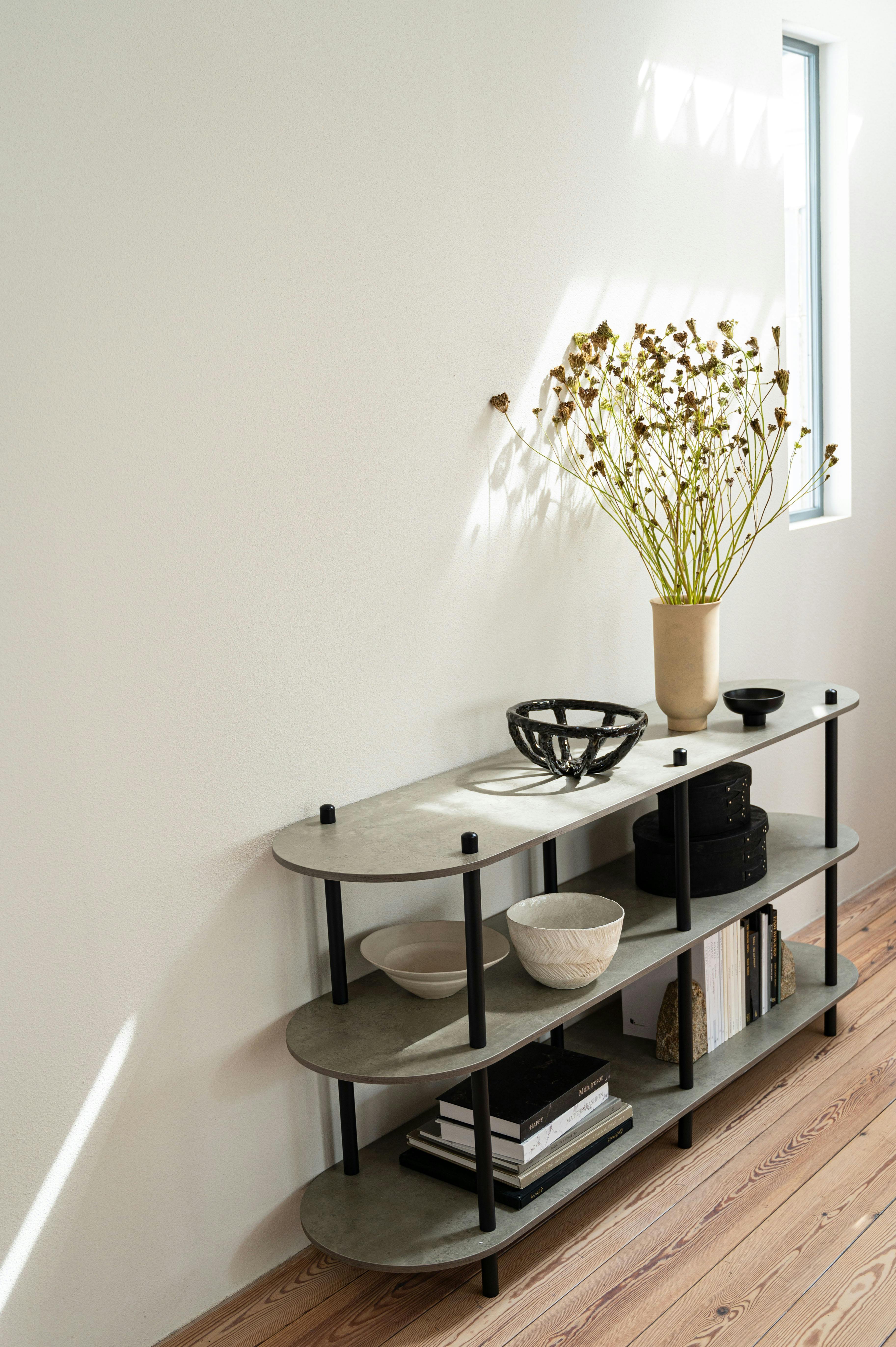 Room Essence オープンラック3段 W155×D38×H76 ブラック ねじこみ式