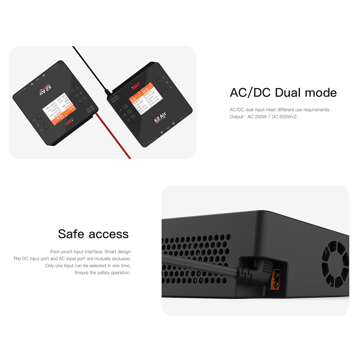 K2 Air BluetoothリモートコントロールLipo充電器、AC/DC 200W/500WX2